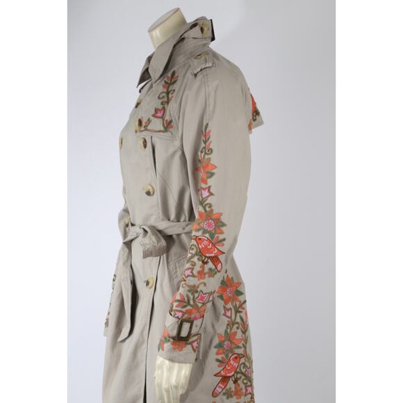 Calypso St Barth Floral Embroidered Trench Coat Boho Luxury Women’s Size M - Picture 8 of 16
